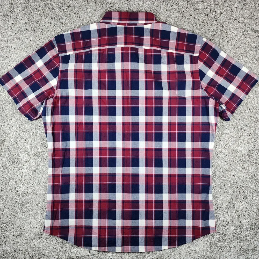 Banana Republic Shirt Mens Large Plaid Soft Wash Standard Fit Short Sleeve EUC